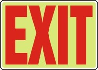Plastic, Exit Sign (Red on a Lumi-Glow Plastic) 